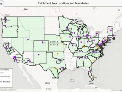 On reporting cancer center catchment area data