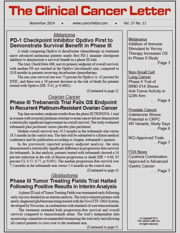 CCL Nov 2014 - The Cancer Letter