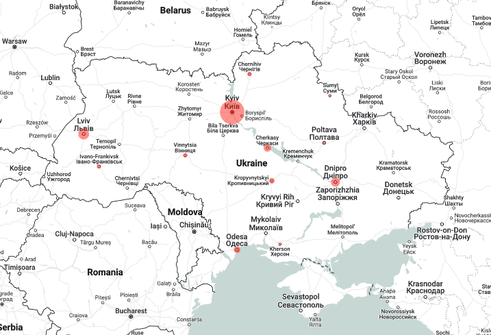 Map of Ukraine.