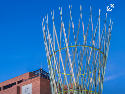 The 60-foot "Vessel" sculpture at Fred Hutch.